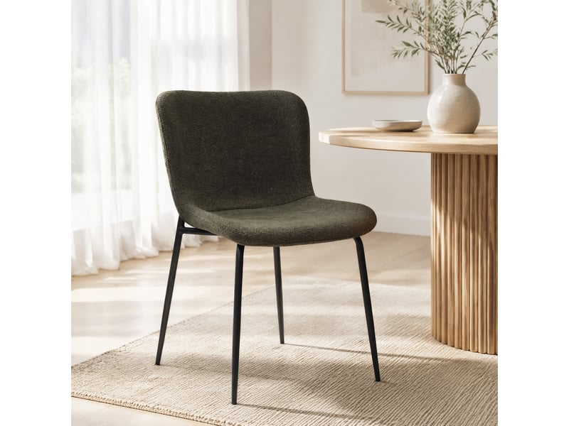  Lot de 2 chaises de salle à manger vert émeraude foncé en tissu et métal  - Conforama C