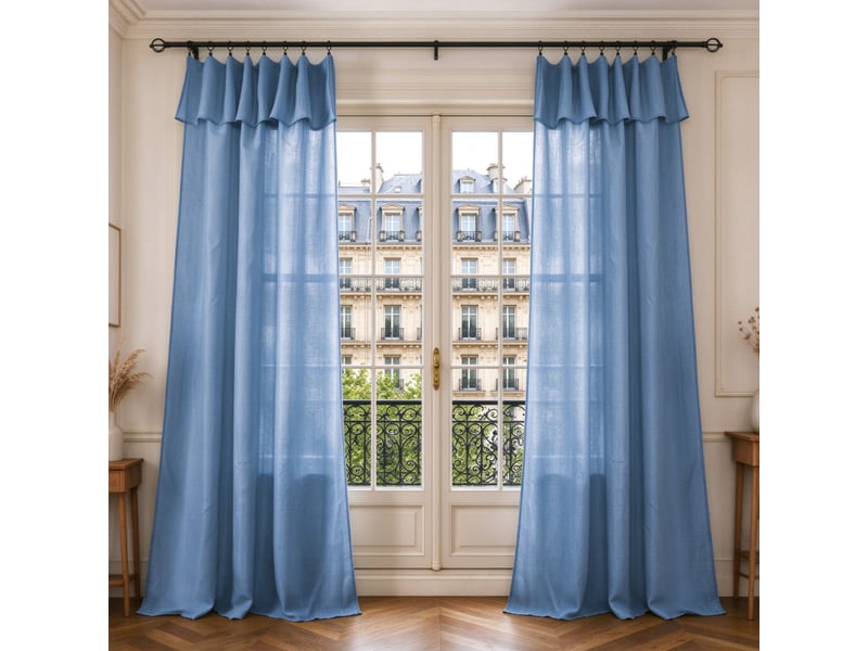  Lot de 2 voilages ajustables + 8 anneaux pince 140 x 270 cm evasion polyester effet lin  - Conforama A