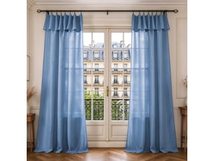 Lot de 2 voilages ajustables + 8 anneaux pince 140 x 270 cm evasion polyester effet lin