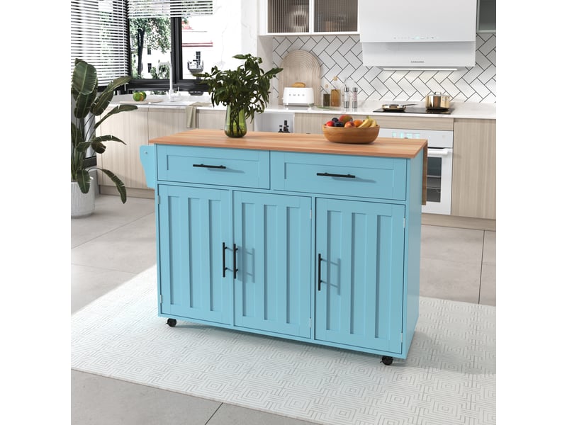  Chariot de service multifonction - dimensions 129x46x91,5 cm - plateau extensible 120x76 cm - couleur bleu 120x46x91.5cm - Conforama C