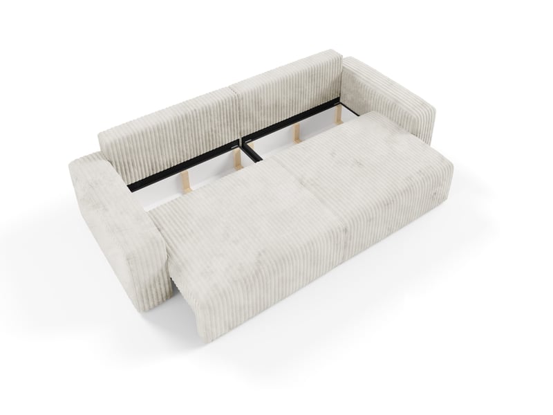 Canapé convertible 4 places en velours côtelé fano beige - Conforama E