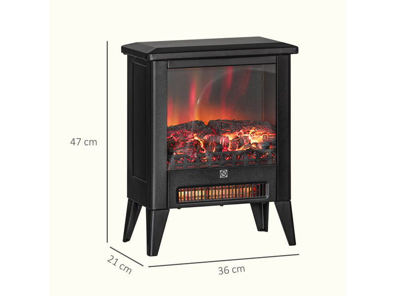  Cheminée électrique avec effet flamme 3d, 1800 w, 17–27 °c, noire  - Conforama E
