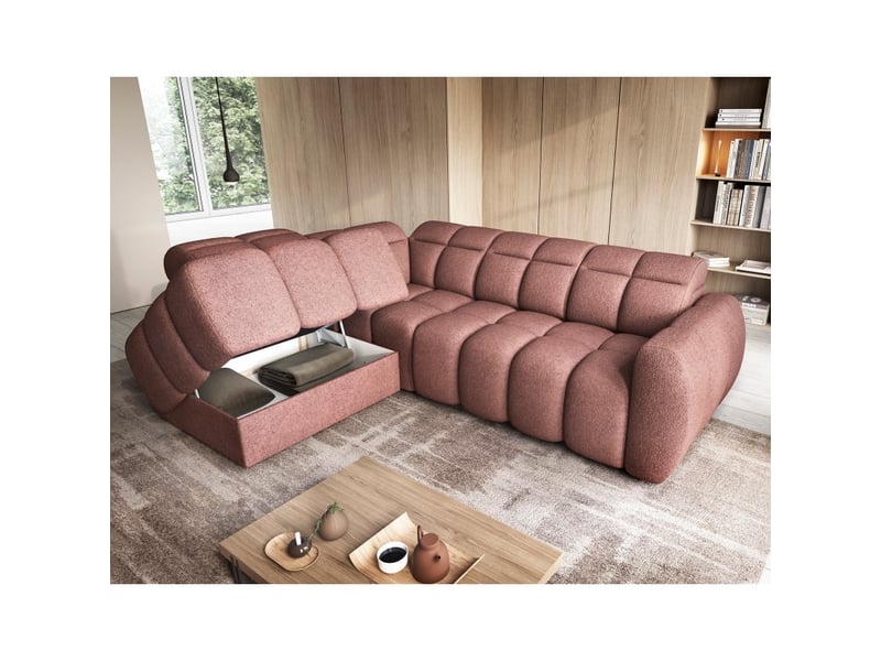  Canapé d'angle électrique ronda 4 places rouge clair – angle gauche  - Conforama B