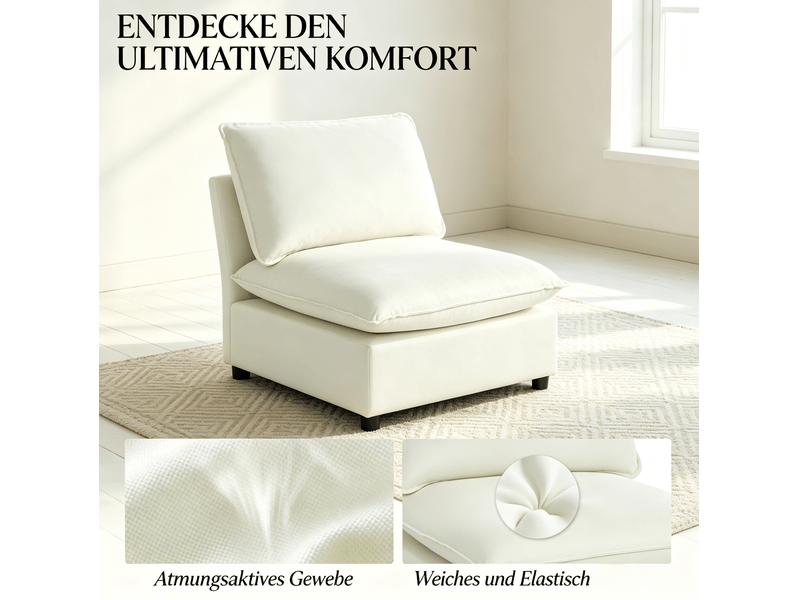  Fauteuil de salon fixe 1 place en tissu beige, assise généreuse et coussins épais pour vos moments de détente  - Conforama D