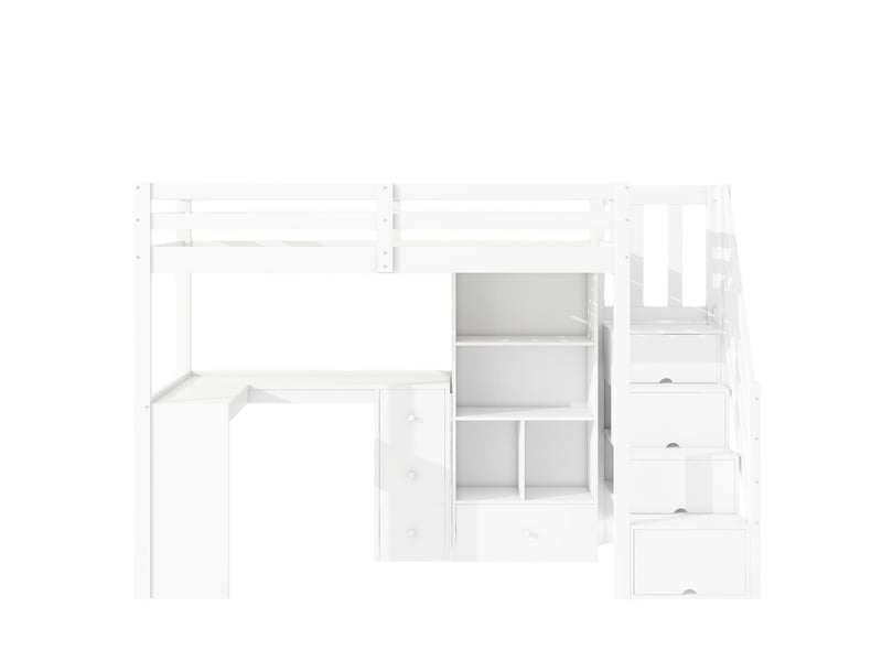 Lit mezzanine avec bureau et rangements, blanc, 90x200 cm,sans matelas - Conforama A
