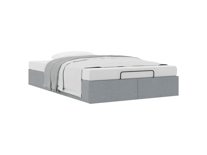  Lit double- lit adulte -  cadre de lit ottoman sans matelas gris clair 120x190 cm tissu  - Conforama D