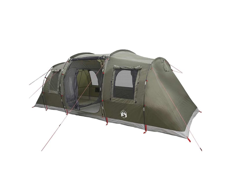 Tente de camping, tente familiale tunnel 6 personnes vert olive imperméable - Conforama E