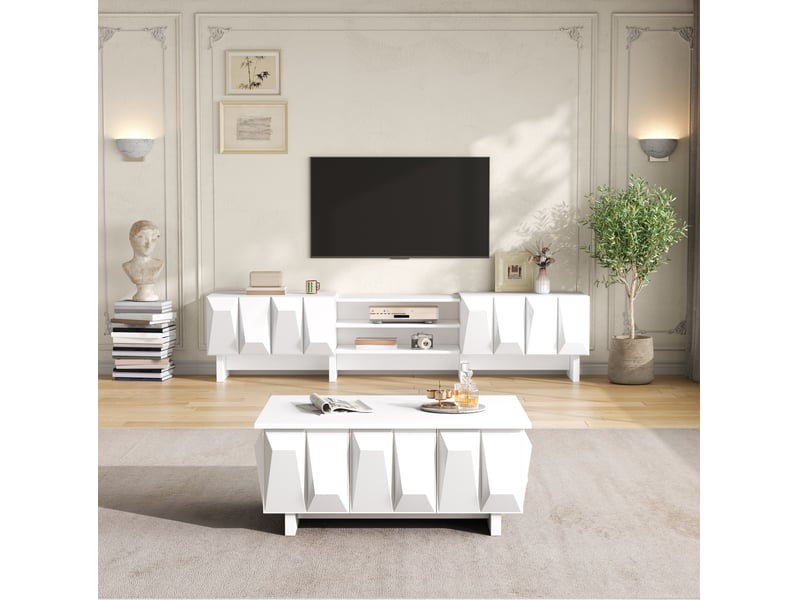  Ensemble meuble tv et table basse avec rangement homvra  - Conforama D
