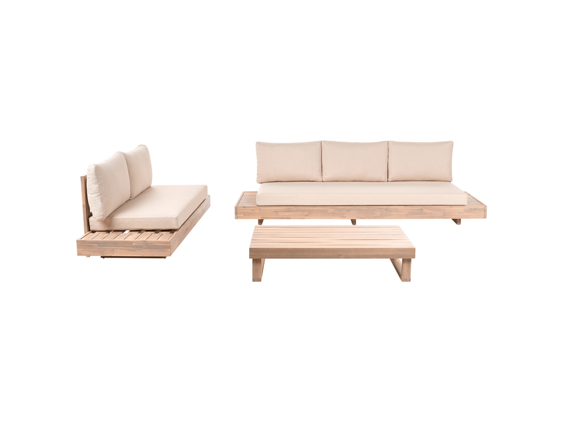  Ensemble de salon de jardin avec table 5 places marettimo bois d'acacia certifié beige  - Conforama A