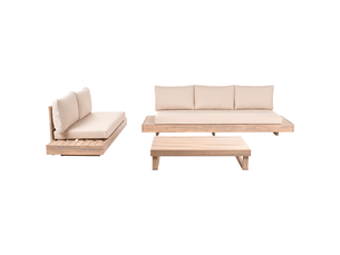 Ensemble de salon de jardin avec table 5 places marettimo bois d'acacia certifié beige
