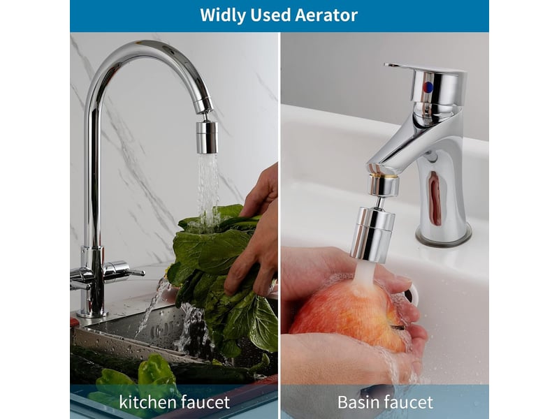  Aérateurs de robinet rotatifs 360°, aérateur de robinet économiseur d'eau avec 2 modes, buse de robinet de cuisine réglable, filtre à bulles  - Conforama E