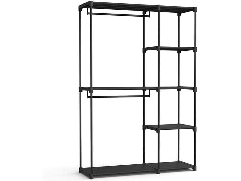  Armoire autoportante penderie pliable 43 x 124 x 182 cm avec barre de suspension style contemporain en tissu noir 12_0009876  - Conforama A
