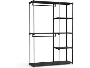 Armoire autoportante penderie pliable 43 x 124 x 182 cm avec barre de suspension style contemporain en tissu noir 12_0009876