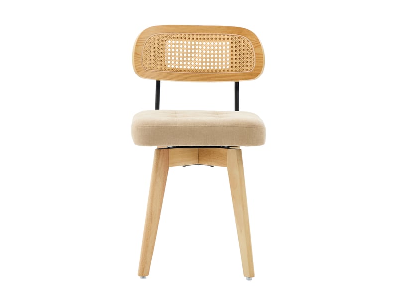  Lot de 2 chaises pivotantes à 360° en chenille kaki et rotin W3056P520515 - Conforama A