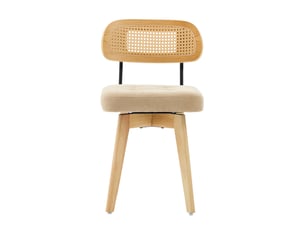 Lot de 2 chaises pivotantes à 360° en chenille kaki et rotin