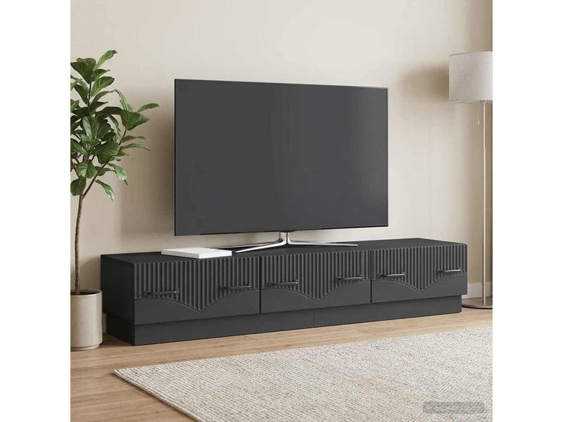  Meuble tv - banc tv - meuble de rangement avec tiroir noir 147 x 34,5 x 27 cm bois d'ingénierie  - Conforama D