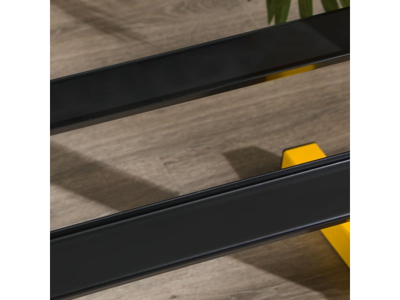  Support d'haltères 2 niveaux en acier jaune, charge totale 270 kg, rangement compact pour votre espace fitness  - Conforama E
