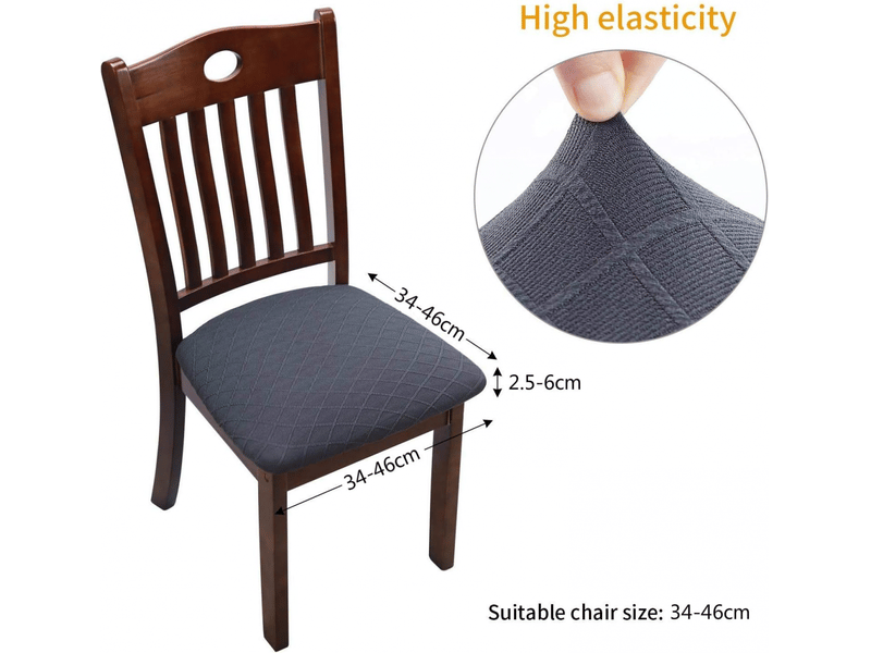  Housse de chaise élastique jacquard, housse de chaise élastique en maille gaufrée, housse de chaise de salle à manger grise, 6 XLH-ZLS-009391MF - Conforama E