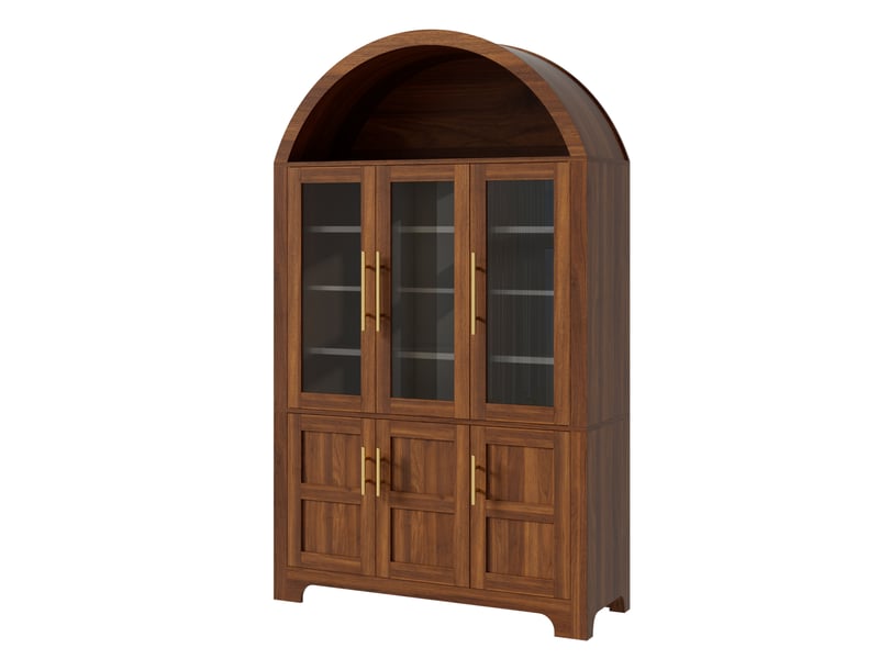 Buffet haut 3 portes vitrées et 3 portes 110x40x185 cm noyer - Conforama E