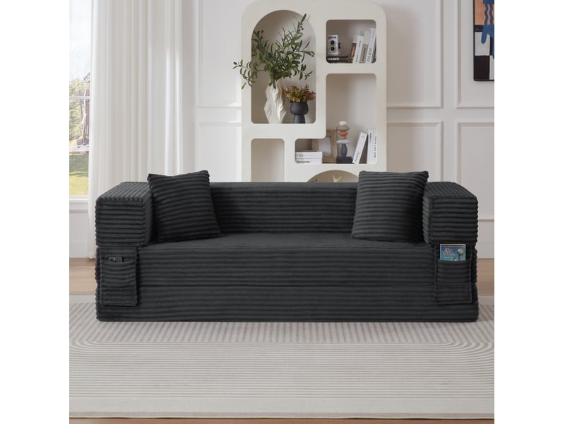  Canapé convertible 3 places 200x76x60 cm design carré gris foncé design moderne, confortable, pour salon design design  - Conforama B