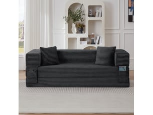 Canapé convertible 3 places 200x76x60 cm design carré gris foncé design moderne, confortable, pour salon design design