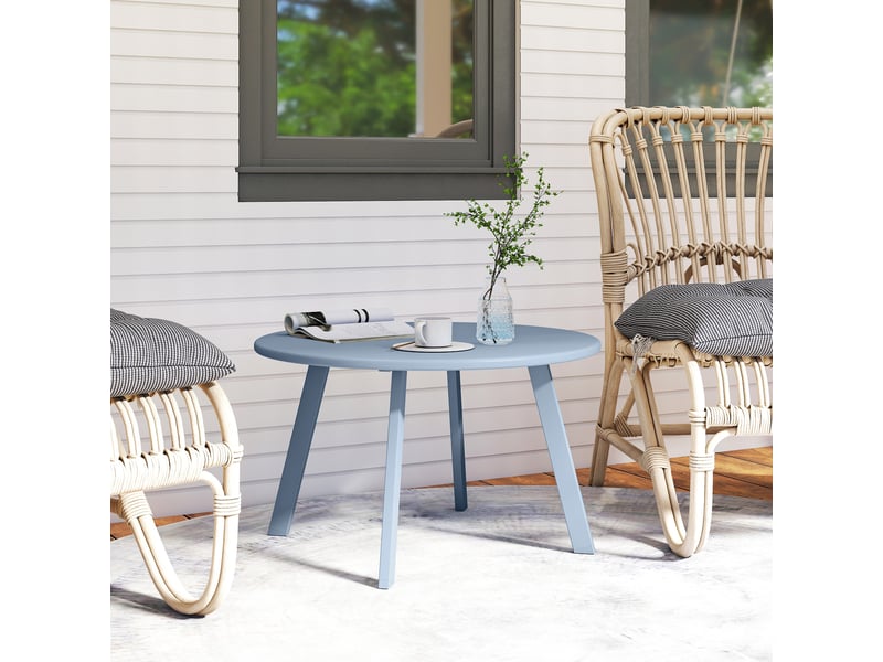  Petite table basse ronde, table d'appoint métal bleu 70x70x42cm  - Conforama D