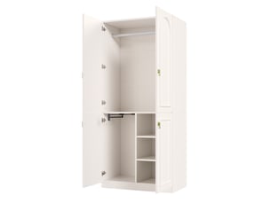 Armoire de chambre blanche 90x48x200 cm avec 2 penderies et 3 étagères