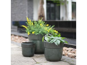 Pot de fleurs en céramique ø 30,5 cm, vert foncé brillant, avec trous de drainage pour plantes d'intérieur et balcon