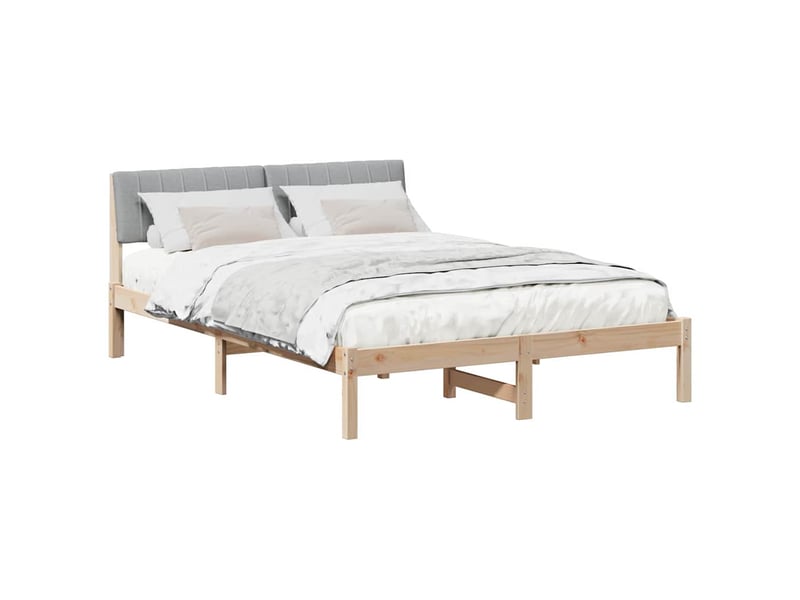  Lit double- lit adulte -  cadre de lit avec tête de lit marron et gris clair 135 x 190 cm  - Conforama B