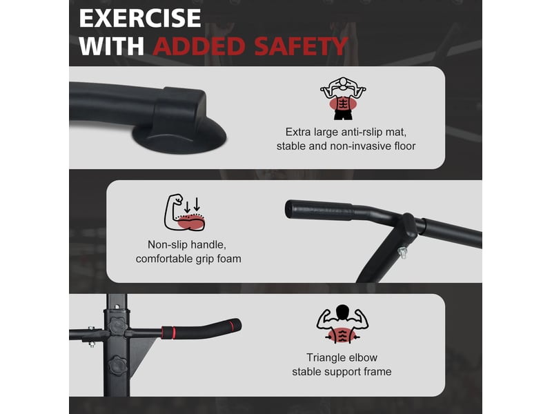  Tour de musculation multifonction réglable noire en acier avec barre de traction et station de dips à domicile  - Conforama B