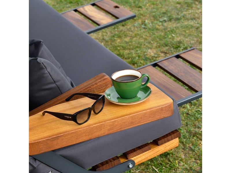  Balancelle de jardin en bois avec toit luna deluxe - anthracite  - Conforama E