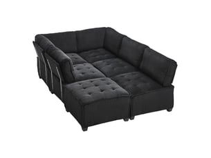 Canapé modulaire 6 places 308x154x81,99 cm structure bois et métal noir