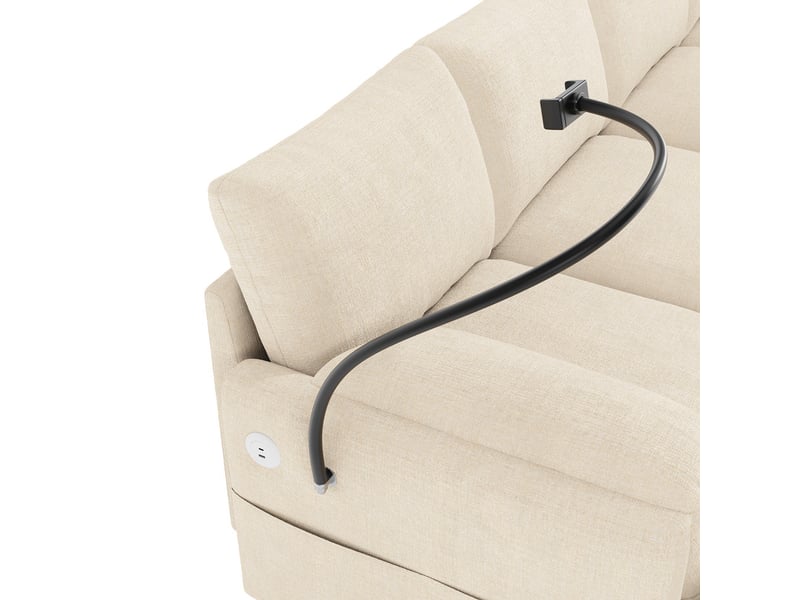  Canapé d'angle modulaire,6 places,avec deux poufs de rangement, port de charge usbtype-c,273,5 x 133 x 81 cm,beige  - Conforama E