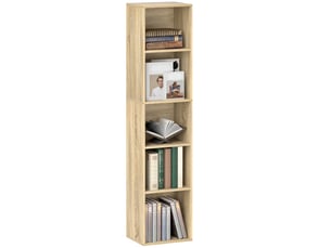 Bibliothèque étagère de rangement 5 niveaux avec étagères réglables pour salon, chambre, bureau, 30x24x133,5cm, naturel