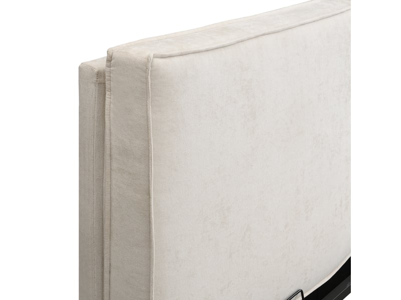  Lit coffre 180x200 cm – lit fonctionnel hydraulique avec sommier, tête de lit et matelas – en chenille beige  - Conforama E