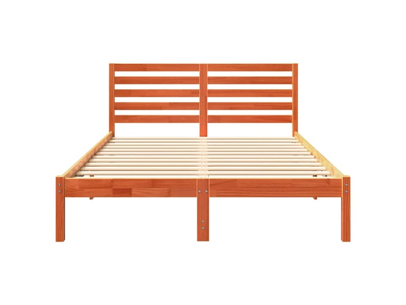  Lit double- lit adulte -  cadre de lit avec tête de lit brun  135 x 190 cm pin massif  - Conforama D