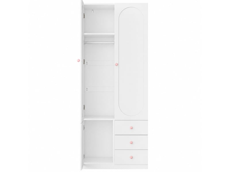 Lot de 2 armoires 2 portes et 3 tiroirs avec penderie pour chambre en mdf 160×50×200 cm blanc - Conforama A