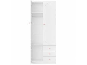 Lot de 2 armoires 2 portes et 3 tiroirs avec penderie pour chambre en mdf 160×50×200 cm blanc