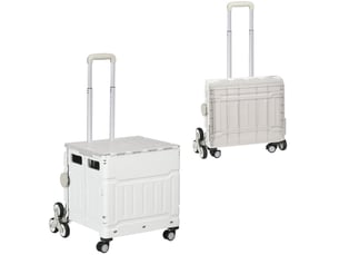 Chariot de courses pliable 52 x 48 x 100 cm – blanc – roues monte-escaliers, poignée télescopique et couvercle