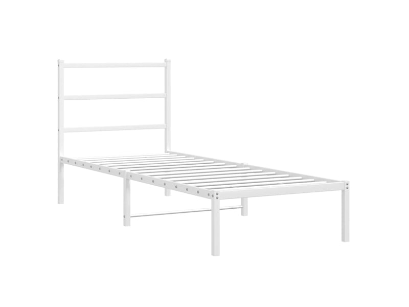 Lit simple- lit adulte - cadre de lit métal sans matelas avec tête de lit blanc 80x200cm - Conforama B