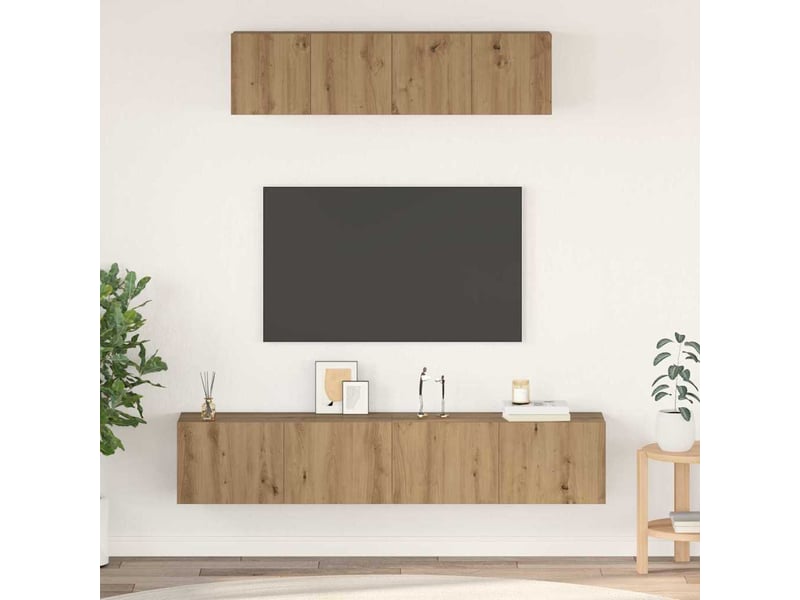  Ensemble meuble tv - banc tv - meuble de rangement 4 pcs chêne artisanal bois d'ingénierie  - Conforama B
