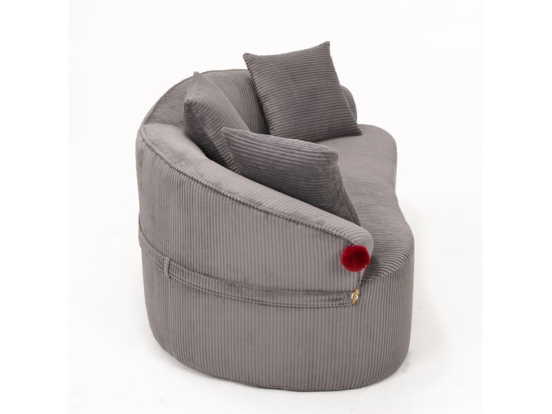 Canapé 2 places arrondi en velours côtelé gris foncé 163x93x68 cm - Conforama E
