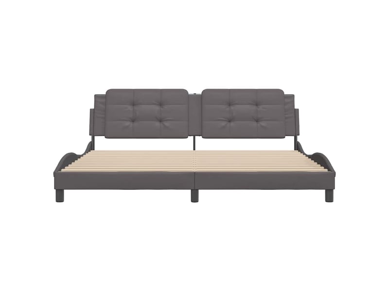 Lit double- lit adulte - cadre de lit sans matelas zadar gris 200x200 cm similicuir - Conforama C