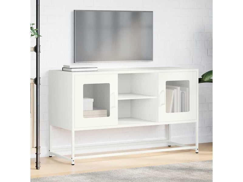  Meuble tv - banc tv - meuble de rangement blanc 100,5x39x60,5 cm acier  - Conforama D