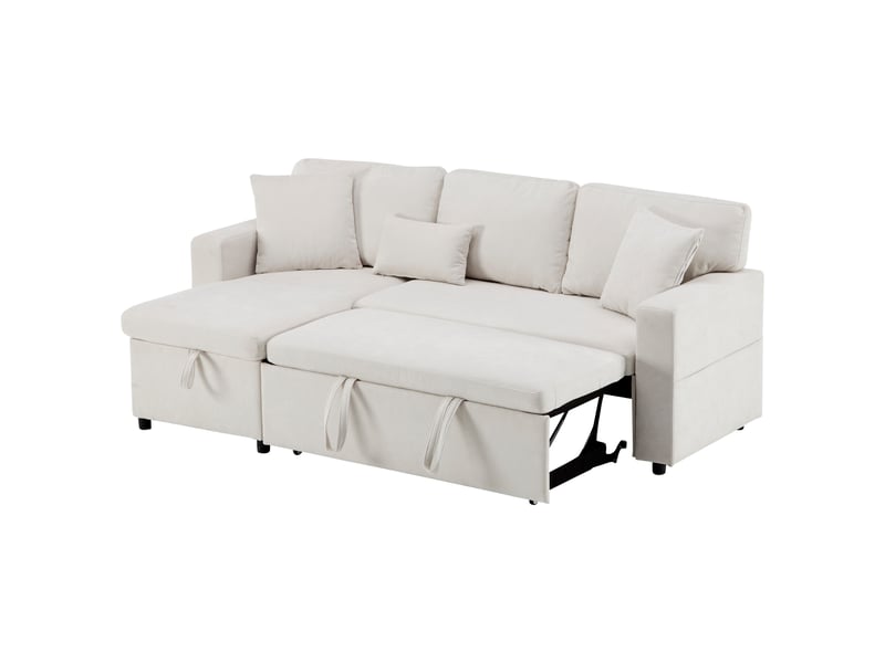 Canapé d'angle, canapé convertible, avec rangement – beige  - Conforama B