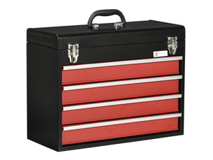 Boîte à outils 4 tiroirs 51 x 22 x 39,5 cm noir et rouge, acier, rangement verrouillable portable