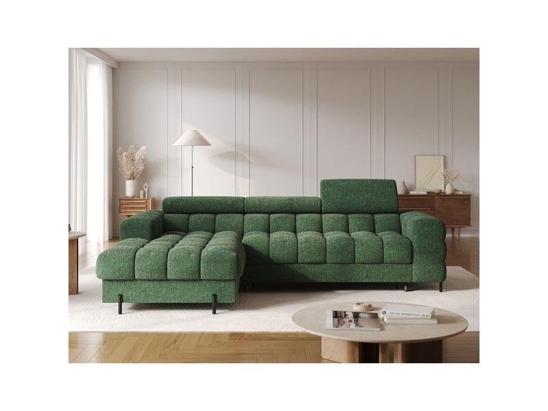 Canapé d'angle gauche convertible emeraude style épuré 285x99x181cm filtro - Conforama E