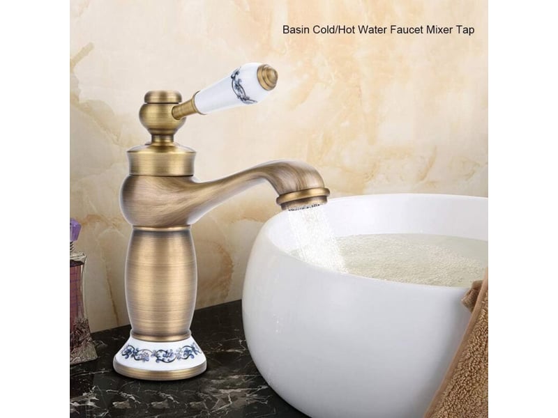  Mitigeur rétro laiton céramique, col long floral vintage. Eau froidechaude, pour cuisine et salle de bain. Design antique élégant.  - Conforama B