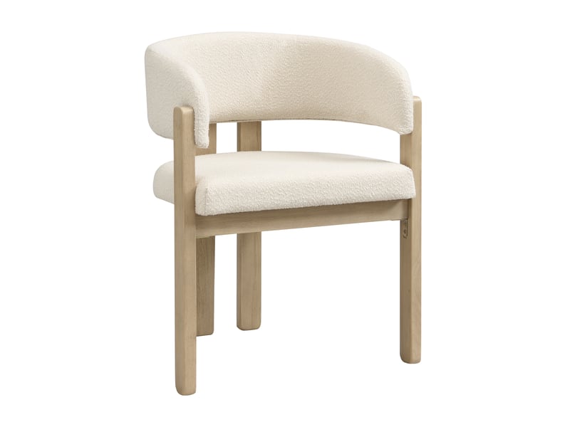 Lot de 4 chaises avec accoudoirs 60x51x80 cm en tissu bouclé beige, naturel - Conforama E