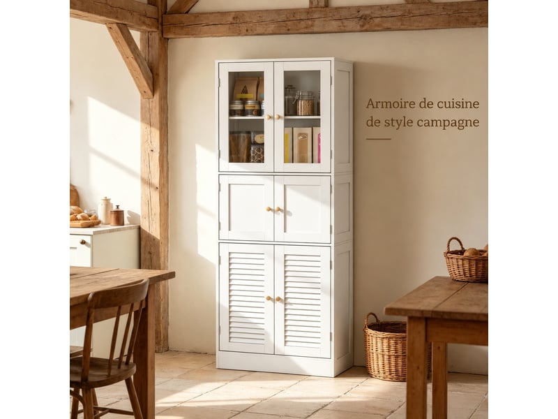  Armoire haute de salle de bain blanche à 6 portes, 60 x 30 x 170 cm  - Conforama B